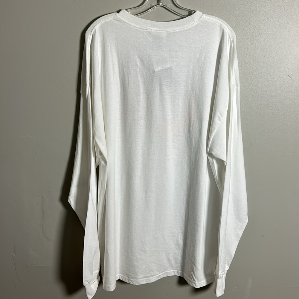 NWT Adidas Three Stripes Y2K Textured 3D Logo Long Sleeve White Shirt Sz XL - Picture 7 of 8